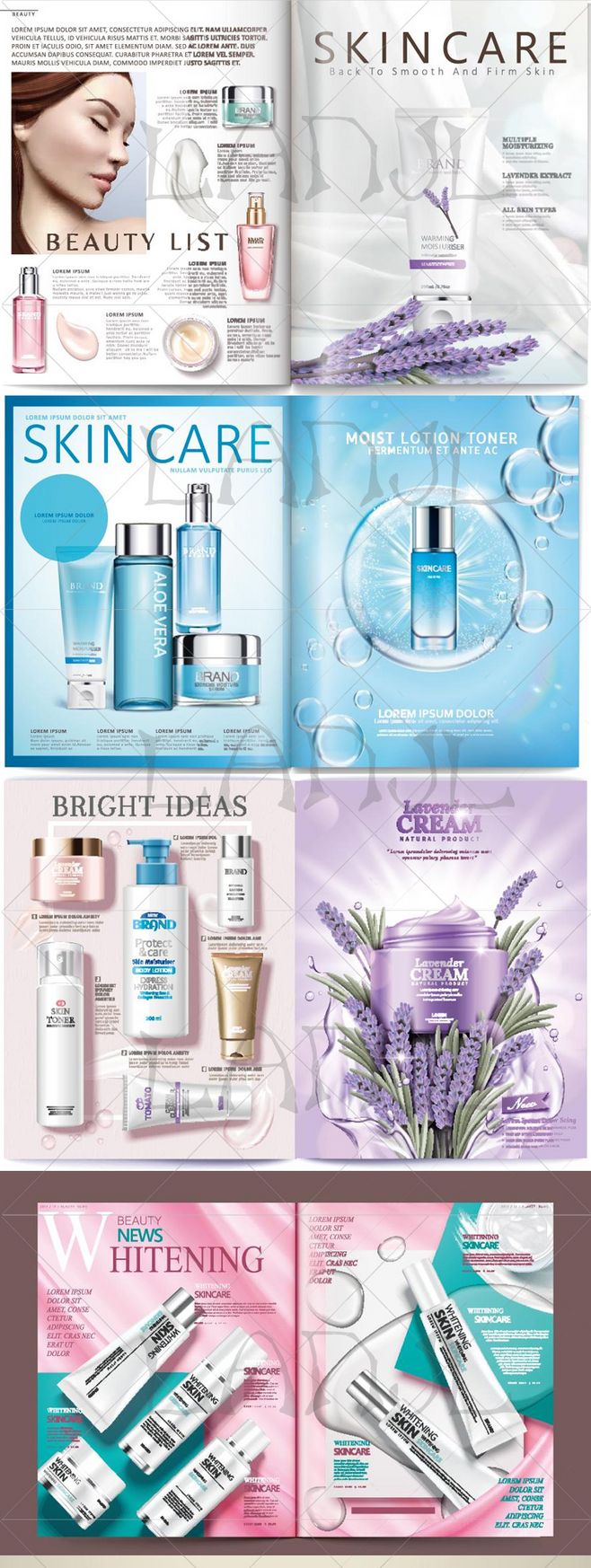 H-37 化妆品护肤品画册与美容杂志的精致排版设计模板